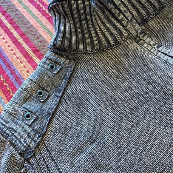 Men's Buckle Black Label 1/4 Zip Brown Sweater Slim Fit L Weathered - Picture 2 of 4